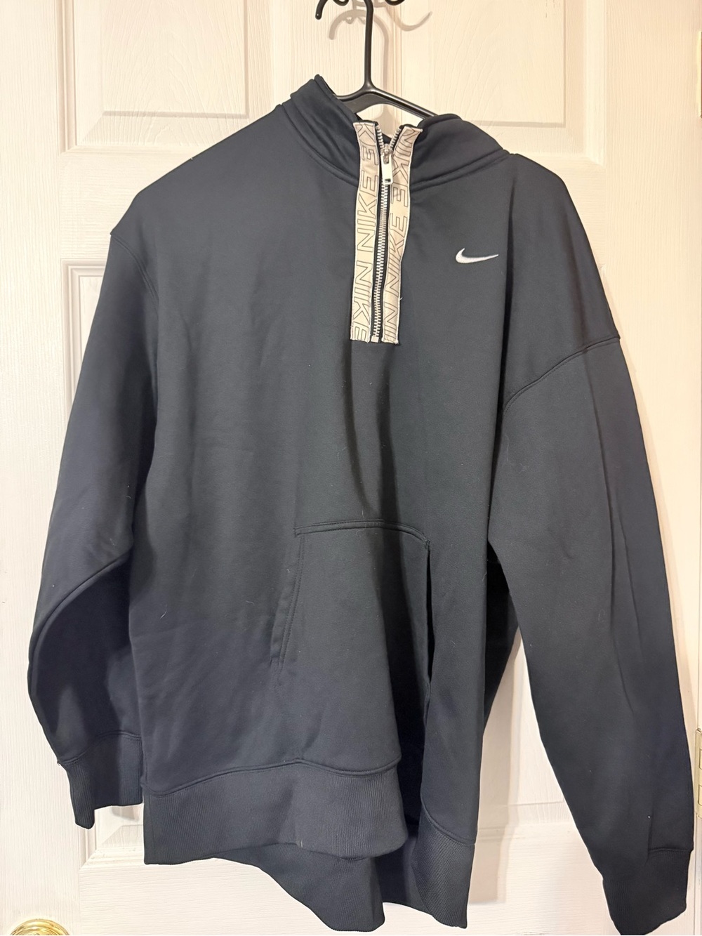 Nike Black Zip-Up Hoodie with Contrast Pull Tab